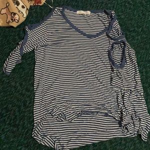 Shoulder Cut Stripped Top